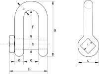 G-4154 Green Pin Fishing Dee Shackle SQ Technical Drawing